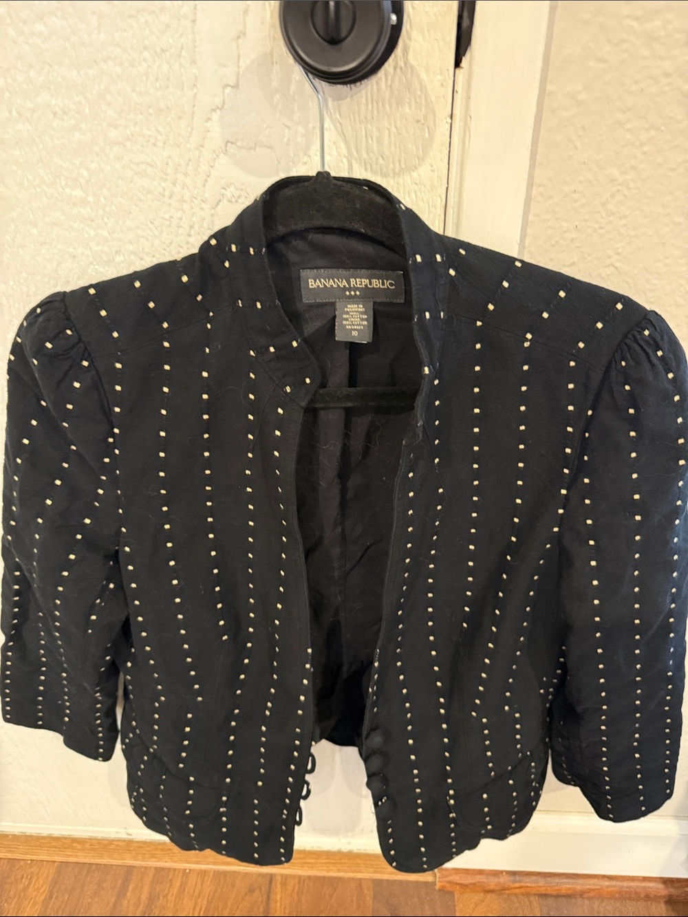 Banana Republic Black Cropped Stud-Embellished Jacket